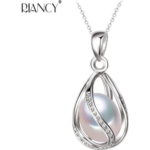 Real natural Freshwater pearl Cages pendant necklace women,trendy 925 silver pearl jewelry nacklace foranniversary party gift