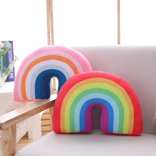 35cm Simple Rainbow Plush Toy Soft Stuffed Cartoon Sky Series Doll Nap Pillow Sofa Cushion Headrest Pillow Kids Friends Gifts