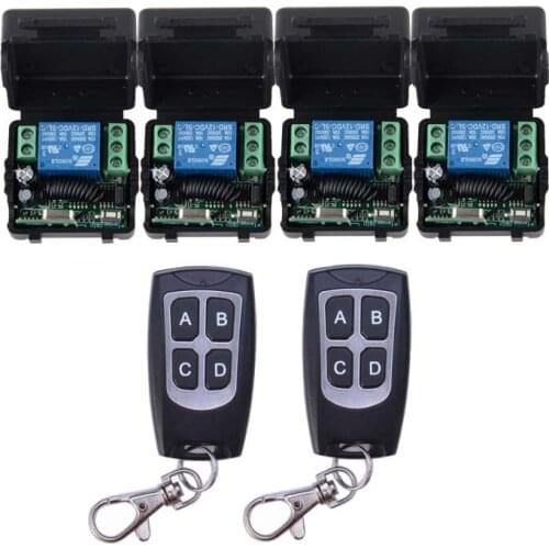 12V 1 CH Wireless Remote Control Lighting Switch System 2 Transmitter & 4 Receiver (switch) Relay Smart House z-wave