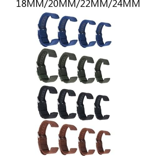 18mm 20mm Nylon Watchband Solid Color Army Sports Brand 22mm 24mm Canvas Replacement Wrist Band Watch Accessories