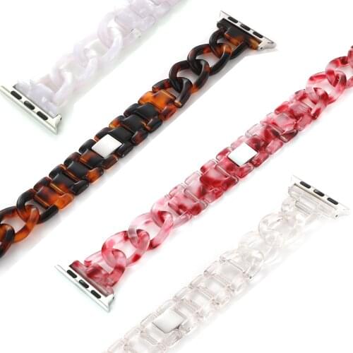 Pulseira for apple watch se 40mm 44mm band iwatch 6 5 4 3 38mm 42mm strap Women Girls Slim Resin watchband for apple watch 6