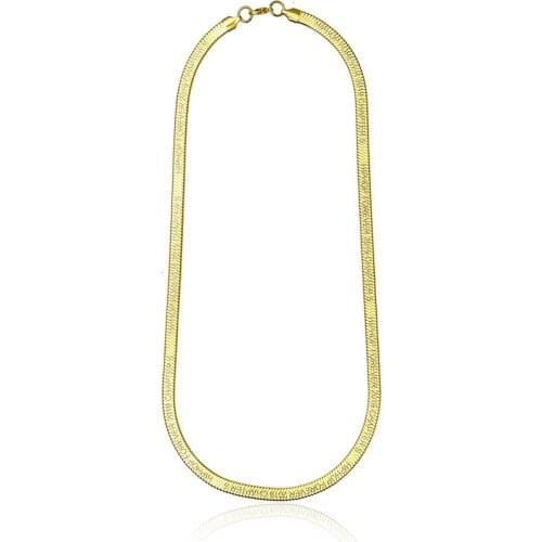 RIR Modern Minimalist Gold Layered Flat Snake Chain Exquisite Flat Shiny Cable Herringbone Snake Necklace Hip Hop Style Jewelry
