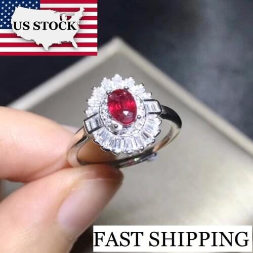US STOCK Uloveido Oval Ruby Gemstone Ring, 925 Sterling Silver Red Stone Ring for Women, Women Anniversary Ring 28% off FJ266