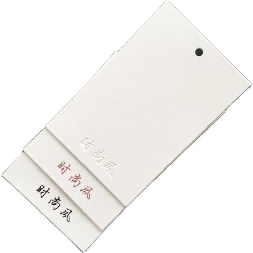 High Quality Custom White Paper 6x9cm Emboss Logo Hang Tag For Clothing