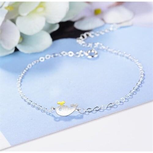925 Sterling Silver Jewelry Not Allergic Fashion Style Cute Little Whale Fish Dolphin Two Colors Women Bracelets SB150