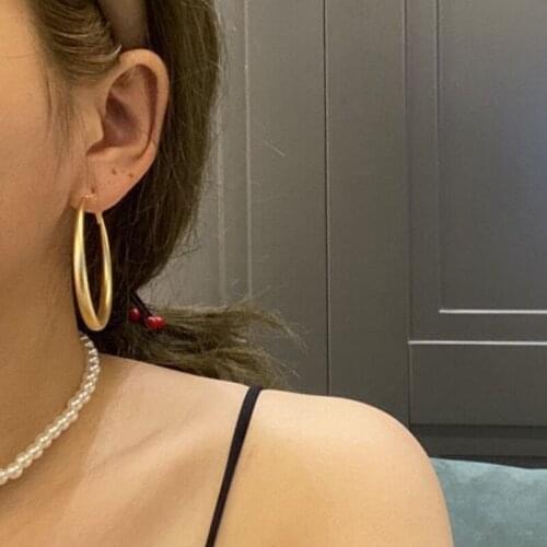 Woman Trendy Jewelry Hoop Earring Metal Alloy Plating Big Circle Ear Cuffs Gothic Style Accessories Simplicity Womens Earrings