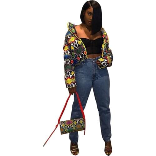 Womens Down Jacket 2020 Winter New Arrival Bright-faced Printed Dyed Bread Jacket Down L99388