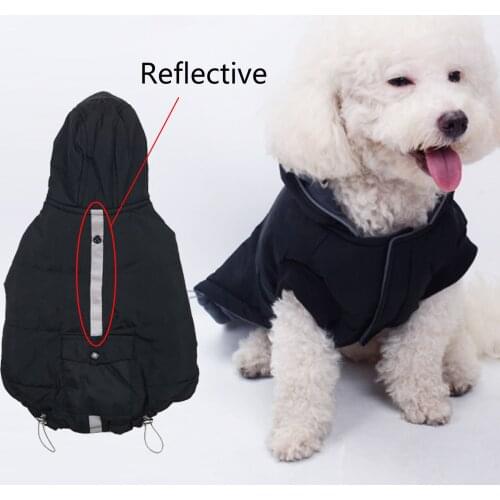 Pet Clothes Cat Dog Winter Plus Velvet Thick Warm Cotton Clothing Small Medium Large Dogs Coat Reflective Outdoor Pet Apparel