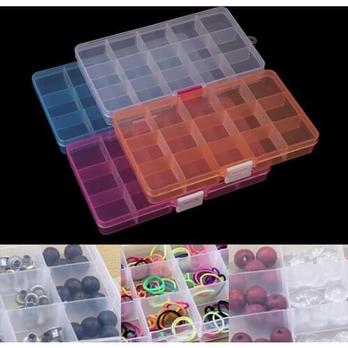 1PCS 15 Slots Jewelry Storage Box Transparent Craft Organizer Beads Box Storage Box Case Holder Case Display Container