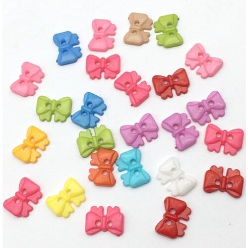 100pcs/lot 14x11mm Babys Cartoon Bow Shape Buttons Sewing Butterfly Tie Button Scrapbooking Cardmaking Embellishments