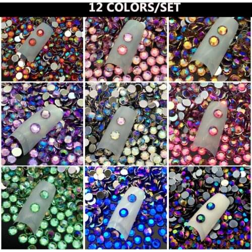 12COLORS/set 5MM DIY 3D Acrylic Crystal Rhinestones Nail Decoration Round Colorful Glitters Nail Art Decorations Free Shipping