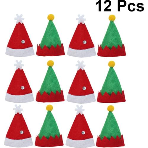 12pcs Mini Christmas Lollipop Hat Cute Christmas Elf Lollipop Caps Christmas Decorations For Home Decor Kids Party Restaurant