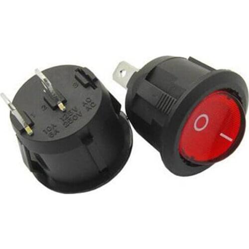 20pcs Round rocker switch red rocker on-off button 2 pins 6A 250V switches NEW wholesale price