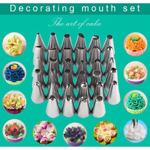 35 Pcs/set Different Cake Icing Piping Decorating Nozzles Tips Set Squeeze Cream Stainless Steel Cakes Pastry Baking Tools