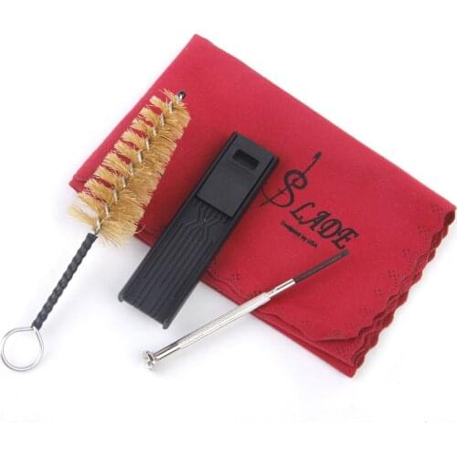 4pcs Cleaning Kit Reed Guard Brush Cleaning Cloth Mini Screwdriver for Flute Clarinet Saxophone Instruments
