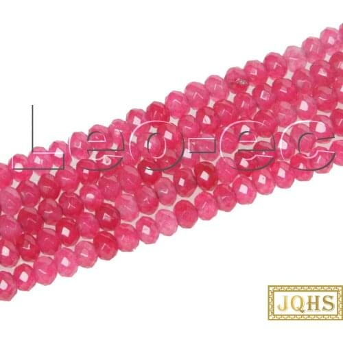 5psc 2X4mm Faceted Rondelle Brazil Rose Ruby Gems Loose Beads for Jewelry Making Strand v1733