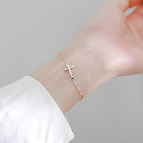 925 Sterling Silver Cross Charm Bracelet & Bangle For Women Wedding Party Jewelry Accessories sl006
