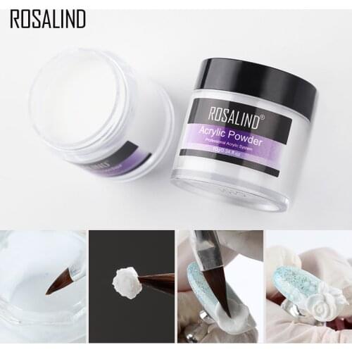 ROSALIND Acrylic Powder Crystal nail extensions Art Tips Builder Transparent Nails Powder Manicure 10g poly White pink clear
