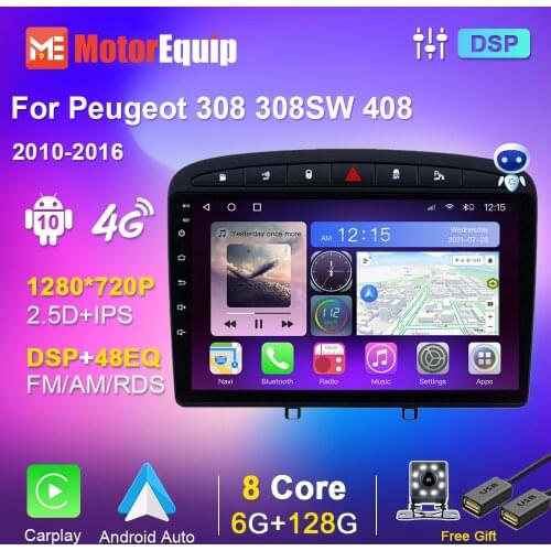 Autoradio For Peugeot 308 308SW 408 2010-2016 Black Car Radio Multimedia Player Stereo Navigation GPS No 2 din Carplay Touch DVD