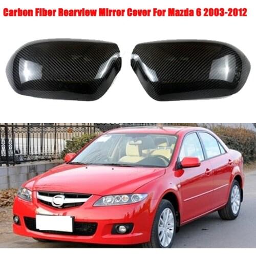 Car Wing Door Real Carbon Fiber Rearview Side Mirrors Cover Decoration Trim Rear View Mirror Stickers For Mazda 6 2003 ~ 2012