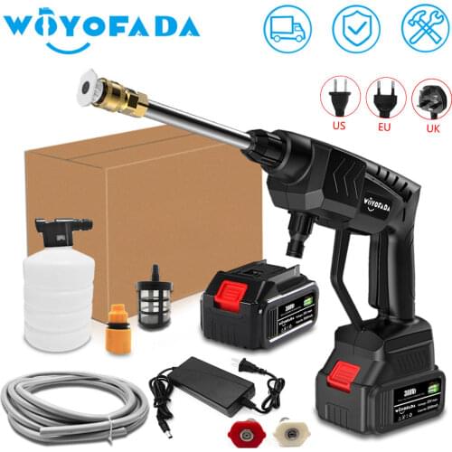 500W 0-12000mAh Cordless Electric Pressure Washer Power Washing Auto Spray Gun Car Wash Water Gun Garden Tool