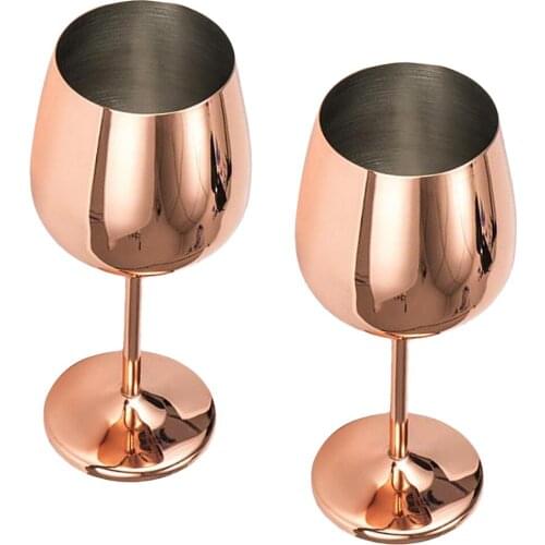 500ml Stainless Steel Wine Glasses Goblets Champagne Bar Party Banquet 2pcs