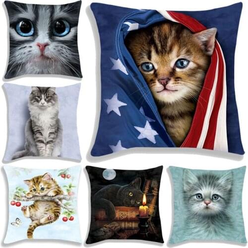 Lovely Cat 3D Printing Pattern Pillow Case 45cm Cushion Cover Cute Animals Decorative Pillow Cover Home Decor Throw Pillowcase