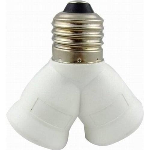 E27 to 2 E27 LED Y Shape Light Lamp Bulb Splitter Adapter Converter