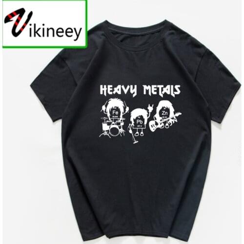 Heavy Metals T Shirt Men cool streetwear hip hop Chemistry Periodic Table Rock Roll Music Physics Biology punk tshirt men tee