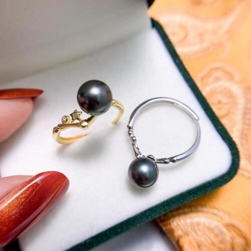 Star Design 925 Sterling Silver Ring Finger Ring Settings Adjustable Ring Findings Jewelry Parts Fittings Accessories for Pearls