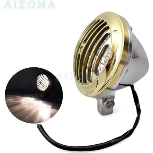 Brass Finned Grille 5" Headlight 12v 35w Motorcycle Retro Vintage Headlamp For Harley Sportster Chopper Bobber Dyna Custom