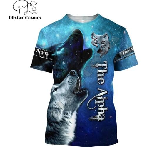 2021 Summer Men t-shirt Beautiful The Wolf Starry 3D Printed T-Shirt Harajuku Casual short Sleeve Tee shirts Unisex tops QDL017