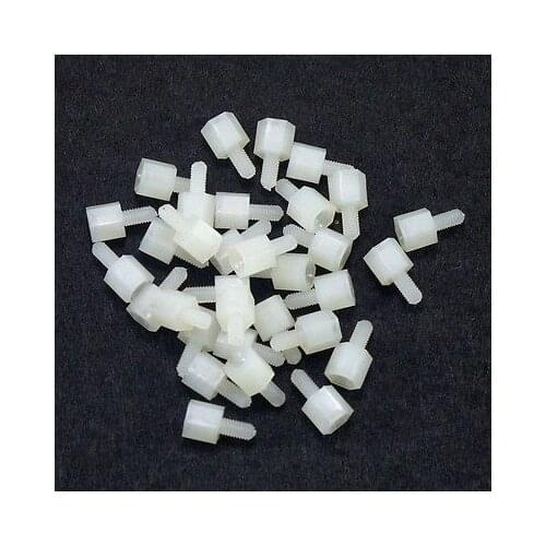 Lot50 Metric M3 10+6mm Hexagon Nylon Threaded Spacers Free shipping