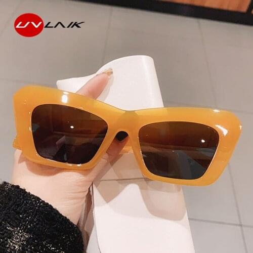UVLAIK Fashion Cat Eye Sunglasses Women Fashion Jelly Color Hip Hop Sun Glasses Men Brand Designer Vintage Triangle Eyewear