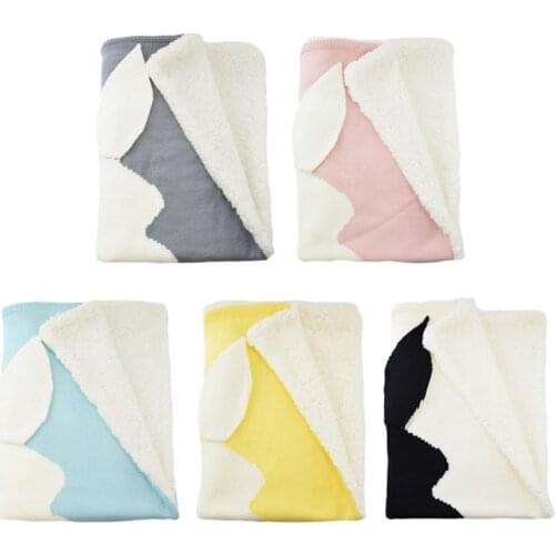 Cartoon Rabbit Ear Knitted Blanket Children Newborn Infant Sleeping Swaddle Wrap Sleepsack Bedding Sofa Beach Mat