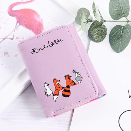 Cartoon wallet womens wallet with coin purse with card holder cute mini wallet student credit card holder Girl coin pocket