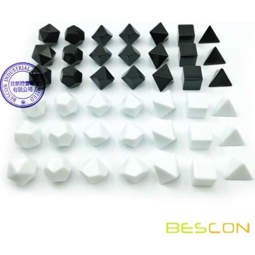 Bescon Blank Polyhedral RPG Dice Set 42pcs Artist Set, Solid Black and White Colors in Complete Set of 7, 3 Sets for Each Color