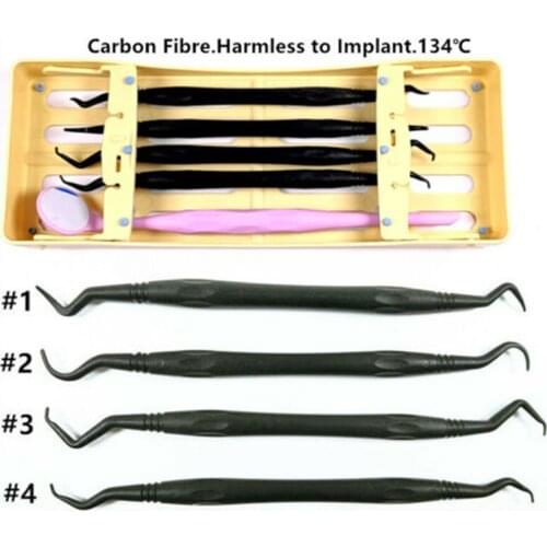 Multiple Options Dental Carbon Fiber Implant Scaler Curettes Scaling Tip Tooth Scraper Mirror Set