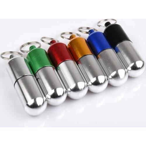 Portable Waterproof Aluminum Medicine Pill Box Case Bottle Holder Container First Aid Gallipot Keychain F20173284