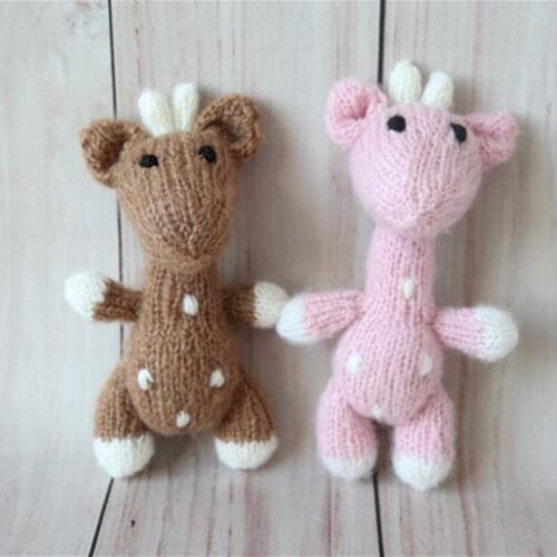 Christmas Milu deer doll Photo Prop Newborn props animal toys Handmade knit mohair toys