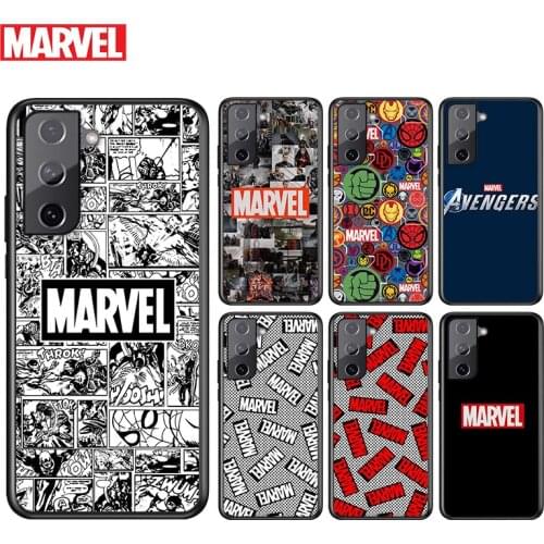 Marvel Logo Avengers For Samsung Galaxy S21 S20 FE S10e S10 S9 S8 S7 S6 Ultra Plus Lite 5G Edge Black Soft Phone Case