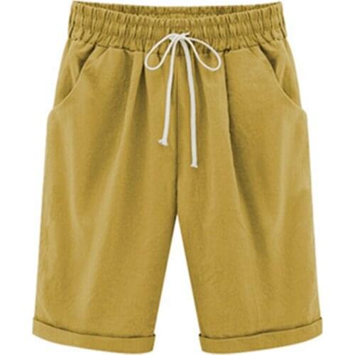 Summer Ladies Candy Color Drawstring Pocket Straight Shorts Casual Loose Fashion Wild Plus Size Pants For Women Hot Sale