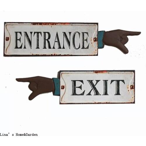 ENTRANCE EXIT industrial rustic retro metal decoration wall plaque