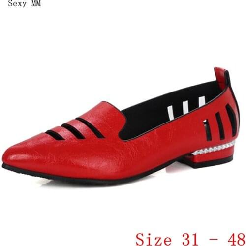 High Quality Women Loafers Low Heel Office Shoes Slip On Loafers Woman Career Shoes Plus Size 31 - 48
