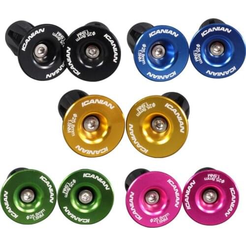 ICAN Bicycle Handle Bar Cap End Plugs Aluminum Alloy for Cycling Road Mountain Bike Handlebar
