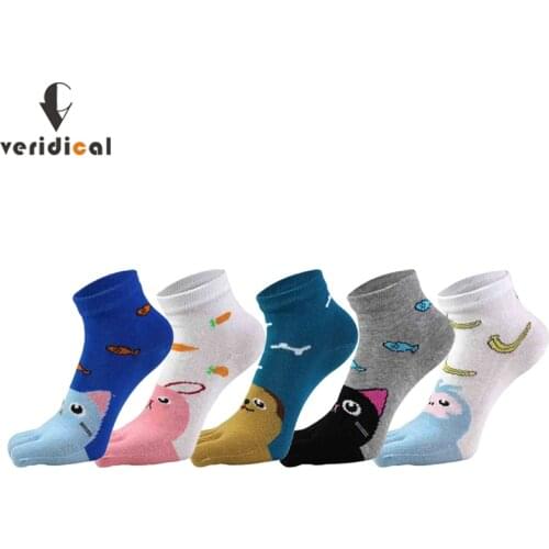 Pure Cotton Women Girl Five Finger Ankle Socks Cute Animal Bear Cat Rabbit Novelty Fashion Young No Show Socks With Toes Cartoon