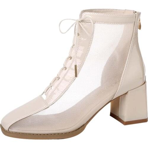 Woman Shoes Guciheaven New Square Toe Chunky Heel Shoes, Back Zipper Mesh, Waterproof Platform