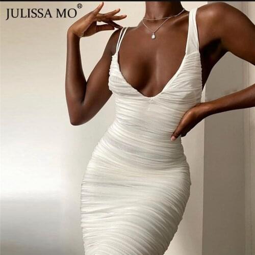 Julissa Mo Double Layer Mesh Ruched Bodycon Dress Sexy Off Shoulder Women Long Dress White Alegant Backless Slim Party Vestidos