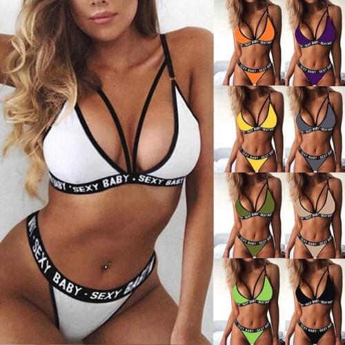 Women Solid Letter Sexy Lingerie Costume Underwear-Set Sleepwear Night Bra And Panty Set Backless Pajamas Exotic-Set Sex Clothes