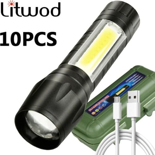 10pcs XP-G Q5 Built in 14500 Usb Rechargeable Battery Penlight Waterproof Led Flashlight Torch Lamp Lantern for Camping